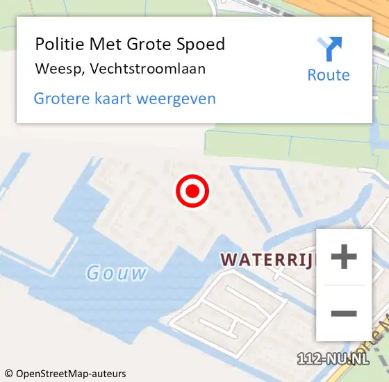 Locatie op kaart van de 112 melding: Politie Met Grote Spoed Naar Weesp, Vechtstroomlaan op 2 februari 2024 19:45