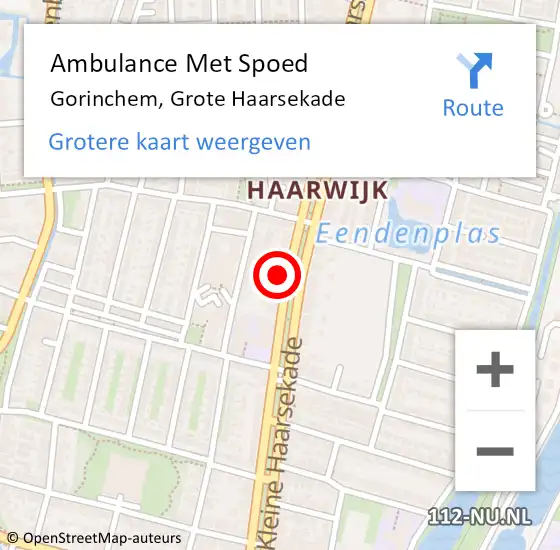 Locatie op kaart van de 112 melding: Ambulance Met Spoed Naar Gorinchem, Grote Haarsekade op 2 februari 2024 19:45