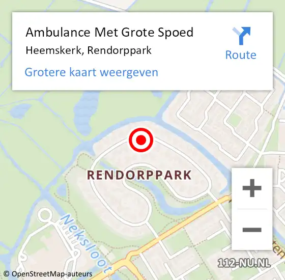 Locatie op kaart van de 112 melding: Ambulance Met Grote Spoed Naar Heemskerk, Rendorppark op 2 februari 2024 19:50