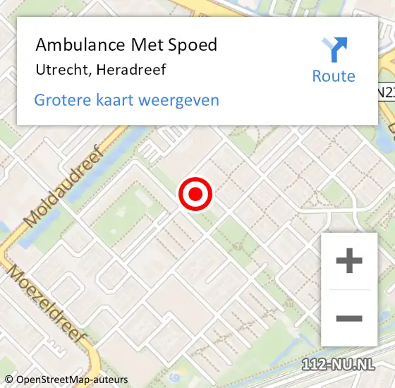 Locatie op kaart van de 112 melding: Ambulance Met Spoed Naar Utrecht, Heradreef op 24 september 2014 13:25