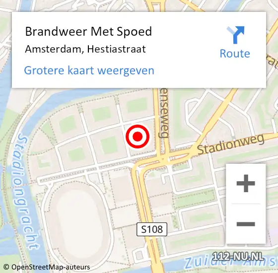 Locatie op kaart van de 112 melding: Brandweer Met Spoed Naar Amsterdam, Hestiastraat op 2 februari 2024 20:08