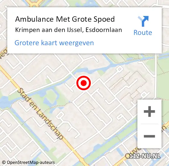 Locatie op kaart van de 112 melding: Ambulance Met Grote Spoed Naar Krimpen aan den IJssel, Esdoornlaan op 2 februari 2024 20:11