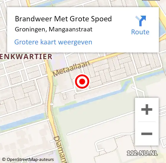 Locatie op kaart van de 112 melding: Brandweer Met Grote Spoed Naar Groningen, Mangaanstraat op 2 februari 2024 20:14