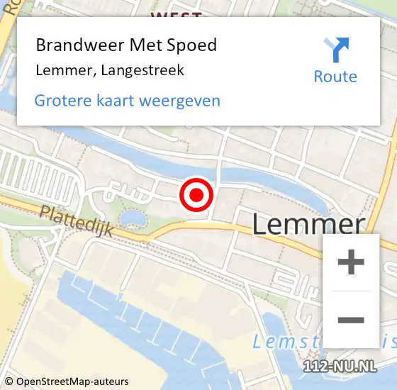 Locatie op kaart van de 112 melding: Brandweer Met Spoed Naar Lemmer, Langestreek op 2 februari 2024 20:33