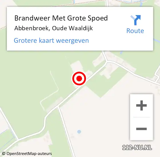 Locatie op kaart van de 112 melding: Brandweer Met Grote Spoed Naar Abbenbroek, Oude Waaldijk op 2 februari 2024 20:35