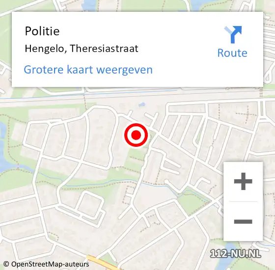 Locatie op kaart van de 112 melding: Politie Hengelo, Theresiastraat op 2 februari 2024 20:53