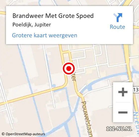 Locatie op kaart van de 112 melding: Brandweer Met Grote Spoed Naar Poeldijk, Jupiter op 2 februari 2024 20:57