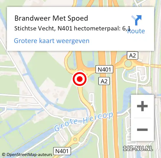 Locatie op kaart van de 112 melding: Brandweer Met Spoed Naar Stichtse Vecht, N401 hectometerpaal: 6,1 op 2 februari 2024 21:36