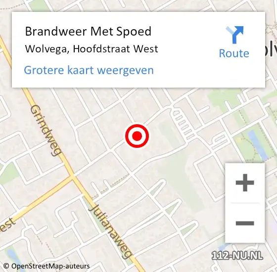 Locatie op kaart van de 112 melding: Brandweer Met Spoed Naar Wolvega, Hoofdstraat West op 2 februari 2024 21:55
