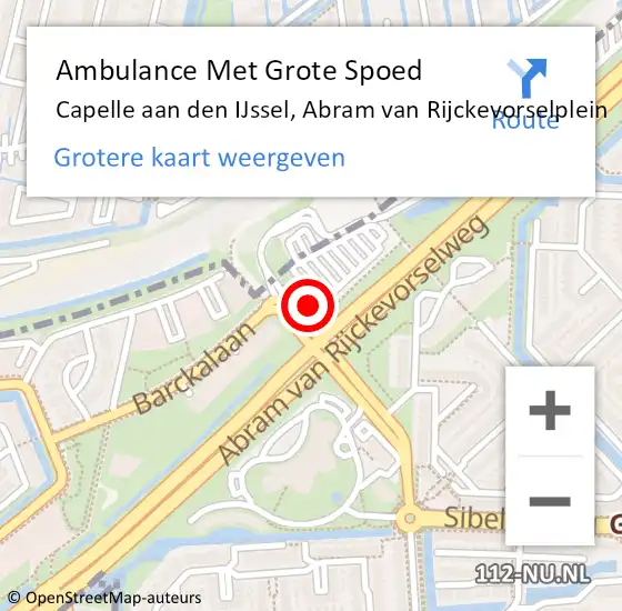 Locatie op kaart van de 112 melding: Ambulance Met Grote Spoed Naar Capelle aan den IJssel, Abram van Rijckevorselplein op 2 februari 2024 22:04