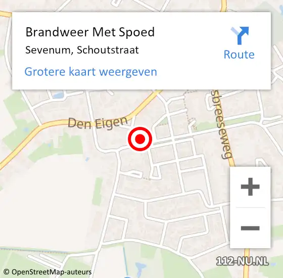 Locatie op kaart van de 112 melding: Brandweer Met Spoed Naar Sevenum, Schoutstraat op 2 februari 2024 22:13