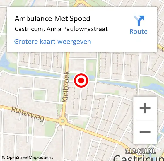 Locatie op kaart van de 112 melding: Ambulance Met Spoed Naar Castricum, Anna Paulownastraat op 24 september 2014 13:34