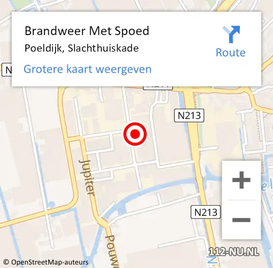 Locatie op kaart van de 112 melding: Brandweer Met Spoed Naar Poeldijk, Slachthuiskade op 2 februari 2024 23:12