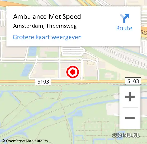 Locatie op kaart van de 112 melding: Ambulance Met Spoed Naar Amsterdam, Theemsweg op 2 februari 2024 23:23