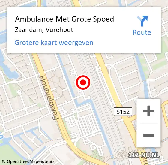Locatie op kaart van de 112 melding: Ambulance Met Grote Spoed Naar Zaandam, Vurehout op 2 februari 2024 23:25
