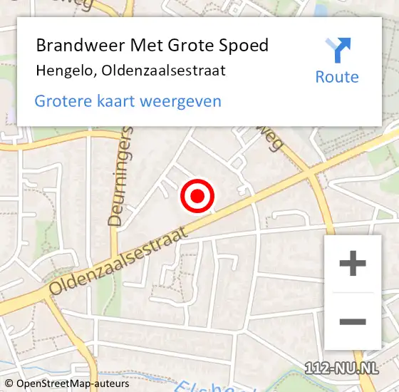 Locatie op kaart van de 112 melding: Brandweer Met Grote Spoed Naar Hengelo, Oldenzaalsestraat op 2 februari 2024 23:53