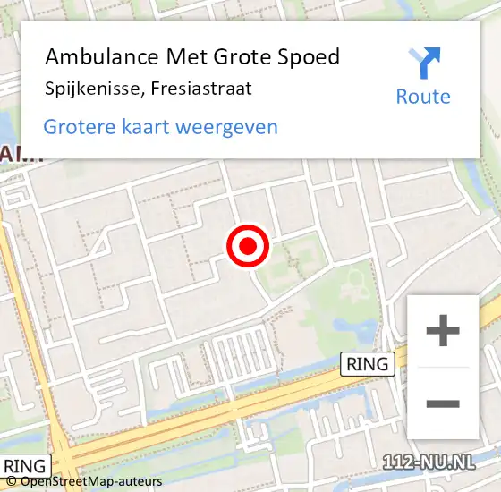 Locatie op kaart van de 112 melding: Ambulance Met Grote Spoed Naar Spijkenisse, Fresiastraat op 3 februari 2024 00:25