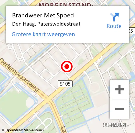 Locatie op kaart van de 112 melding: Brandweer Met Spoed Naar Den Haag, Paterswoldestraat op 3 februari 2024 00:36