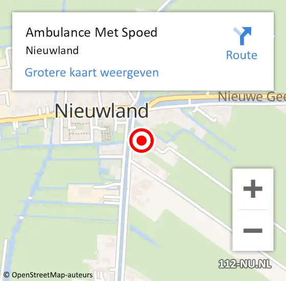 Locatie op kaart van de 112 melding: Ambulance Met Spoed Naar Nieuwland op 3 februari 2024 01:11