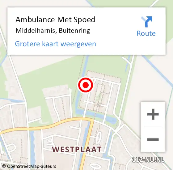 Locatie op kaart van de 112 melding: Ambulance Met Spoed Naar Middelharnis, Buitenring op 3 februari 2024 01:12