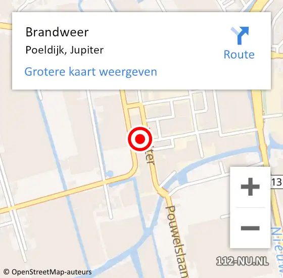 Locatie op kaart van de 112 melding: Brandweer Poeldijk, Jupiter op 3 februari 2024 01:27