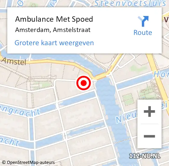 Locatie op kaart van de 112 melding: Ambulance Met Spoed Naar Amsterdam, Amstelstraat op 3 februari 2024 01:58