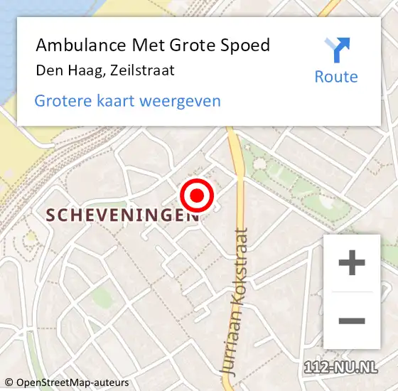 Locatie op kaart van de 112 melding: Ambulance Met Grote Spoed Naar Den Haag, Zeilstraat op 3 februari 2024 02:51