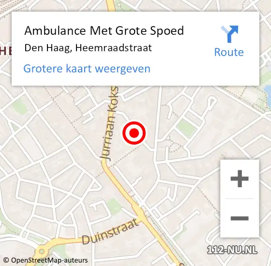 Locatie op kaart van de 112 melding: Ambulance Met Grote Spoed Naar Den Haag, Heemraadstraat op 3 februari 2024 03:08