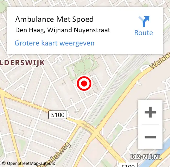 Locatie op kaart van de 112 melding: Ambulance Met Spoed Naar Den Haag, Wijnand Nuyenstraat op 3 februari 2024 04:39