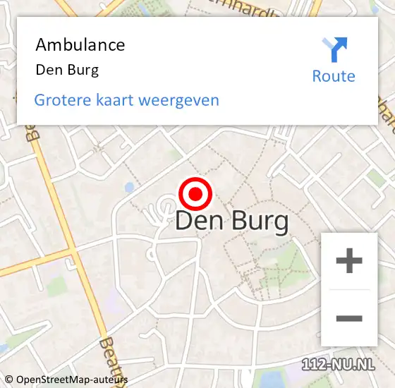 Locatie op kaart van de 112 melding: Ambulance Den Burg op 3 februari 2024 04:46