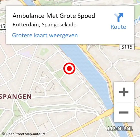 Locatie op kaart van de 112 melding: Ambulance Met Grote Spoed Naar Rotterdam, Spangesekade op 3 februari 2024 05:38