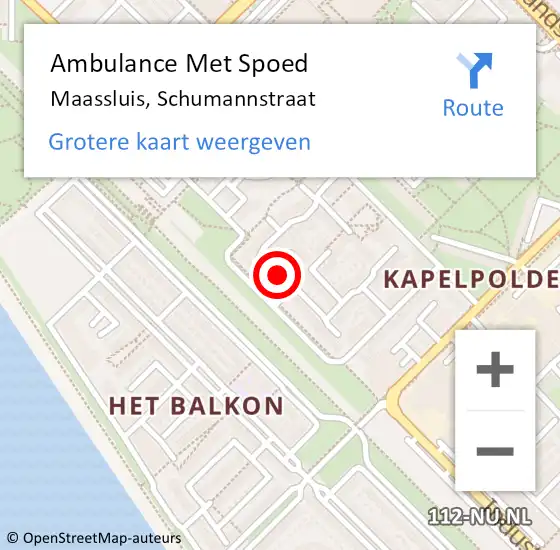 Locatie op kaart van de 112 melding: Ambulance Met Spoed Naar Maassluis, Schumannstraat op 3 februari 2024 05:54