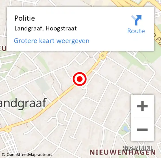 Locatie op kaart van de 112 melding: Politie Landgraaf, Hoogstraat op 3 februari 2024 06:25