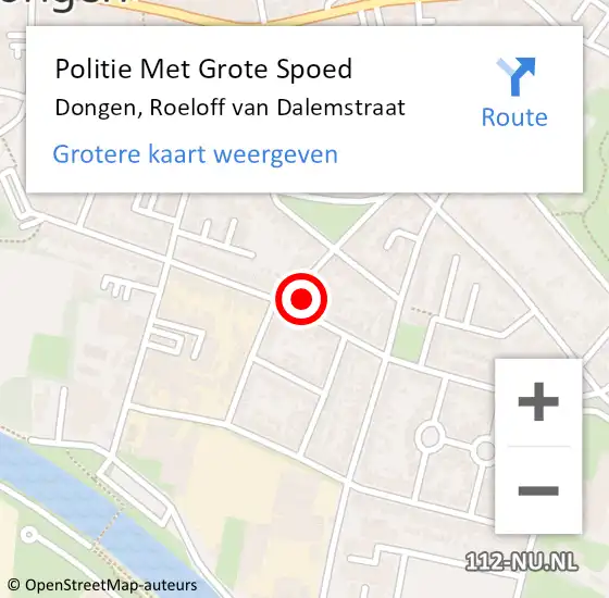 Locatie op kaart van de 112 melding: Politie Met Grote Spoed Naar Dongen, Roeloff van Dalemstraat op 3 februari 2024 08:52