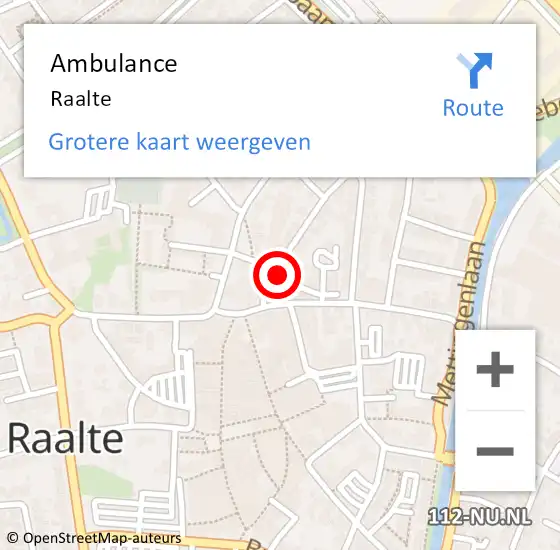 Locatie op kaart van de 112 melding: Ambulance Raalte op 3 februari 2024 08:57