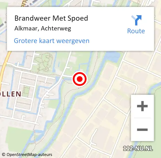 Locatie op kaart van de 112 melding: Brandweer Met Spoed Naar Alkmaar, Achterweg op 3 februari 2024 09:14