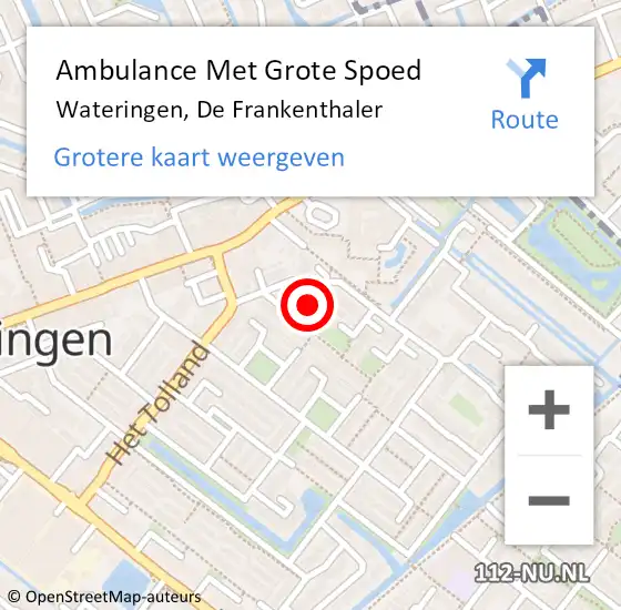 Locatie op kaart van de 112 melding: Ambulance Met Grote Spoed Naar Wateringen, De Frankenthaler op 3 februari 2024 09:20