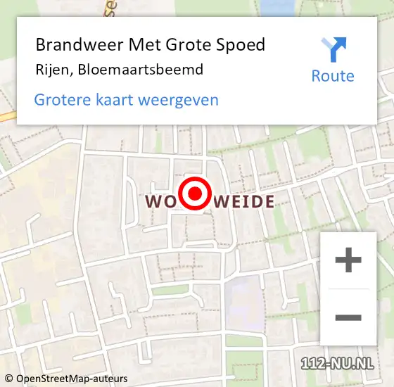 Locatie op kaart van de 112 melding: Brandweer Met Grote Spoed Naar Rijen, Bloemaartsbeemd op 3 februari 2024 09:26