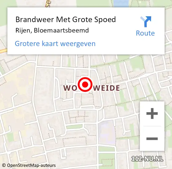 Locatie op kaart van de 112 melding: Brandweer Met Grote Spoed Naar Rijen, Bloemaartsbeemd op 3 februari 2024 09:27
