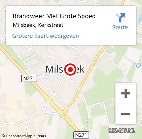 Locatie op kaart van de 112 melding: Brandweer Met Grote Spoed Naar Milsbeek, Kerkstraat op 3 februari 2024 09:38