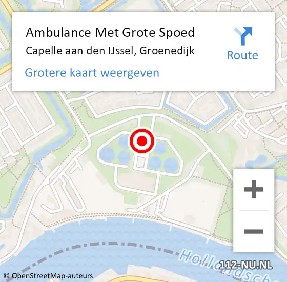Locatie op kaart van de 112 melding: Ambulance Met Grote Spoed Naar Capelle aan den IJssel, Groenedijk op 3 februari 2024 09:41