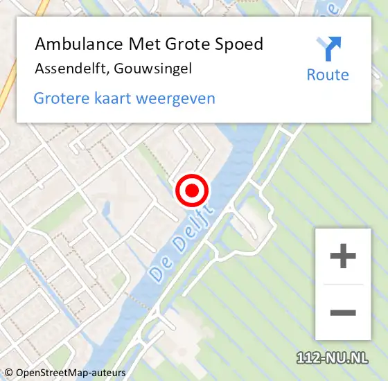 Locatie op kaart van de 112 melding: Ambulance Met Grote Spoed Naar Assendelft, Gouwsingel op 3 februari 2024 09:43