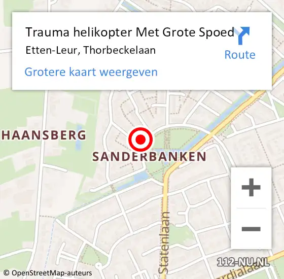 Locatie op kaart van de 112 melding: Trauma helikopter Met Grote Spoed Naar Etten-Leur, Thorbeckelaan op 3 februari 2024 09:59