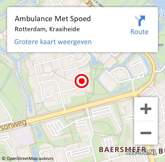 Locatie op kaart van de 112 melding: Ambulance Met Spoed Naar Rotterdam, Kraaiheide op 3 februari 2024 10:04