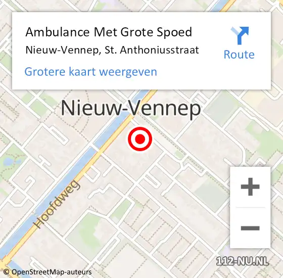 Locatie op kaart van de 112 melding: Ambulance Met Grote Spoed Naar Nieuw-Vennep, St. Anthoniusstraat op 3 februari 2024 10:26