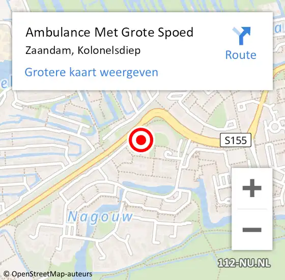 Locatie op kaart van de 112 melding: Ambulance Met Grote Spoed Naar Zaandam, Kolonelsdiep op 3 februari 2024 10:41
