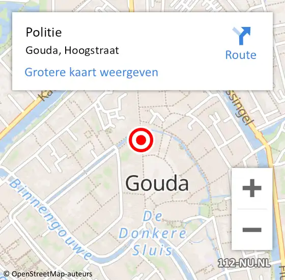 Locatie op kaart van de 112 melding: Politie Gouda, Hoogstraat op 3 februari 2024 10:53