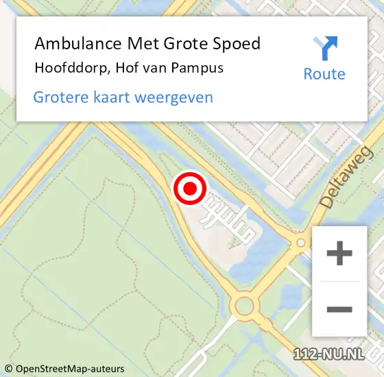 Locatie op kaart van de 112 melding: Ambulance Met Grote Spoed Naar Hoofddorp, Hof van Pampus op 3 februari 2024 10:56