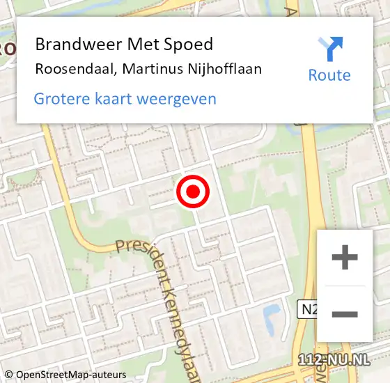 Locatie op kaart van de 112 melding: Brandweer Met Spoed Naar Roosendaal, Martinus Nijhofflaan op 3 februari 2024 11:02