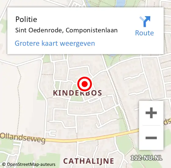 Locatie op kaart van de 112 melding: Politie Sint Oedenrode, Componistenlaan op 3 februari 2024 11:02